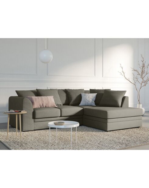 Canapé d'angle Droit Quince Velours côtelé 4 Places gris clair - 221x171x80 cm