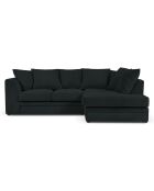 Canapé d'angle Droit Quince Velours côtelé 4 Places noir - 221x171x80 cm