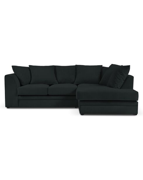 Canapé d'angle Droit Quince Velours côtelé 4 Places noir - 221x171x80 cm