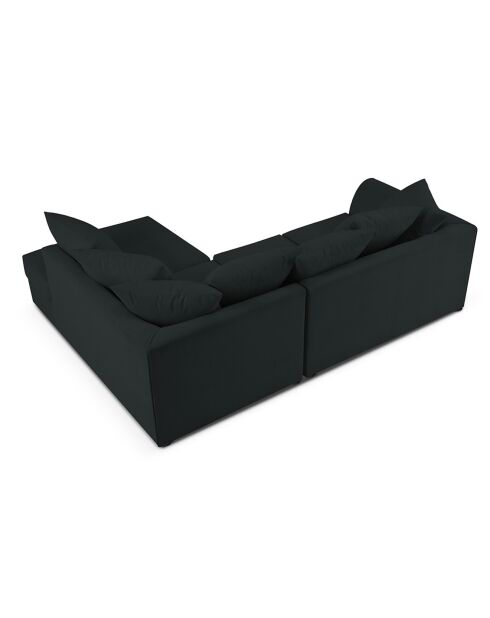 Canapé d'angle Droit Quince Velours côtelé 4 Places noir - 221x171x80 cm