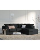 Canapé d'angle Droit Quince Velours côtelé 4 Places noir - 221x171x80 cm