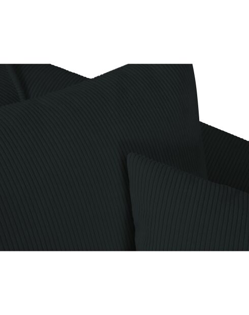 Canapé d'angle Droit Quince Velours côtelé 4 Places noir - 221x171x80 cm