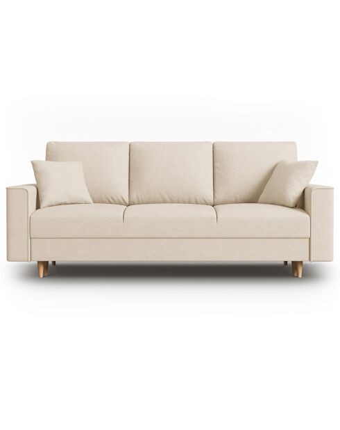Canapé Convertible avec Coffre Cartadera Velours côtelé 3 Places beige - 222x100x92 cm
