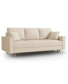 Canapé Convertible avec Coffre Cartadera Velours côtelé 3 Places beige - 222x100x92 cm