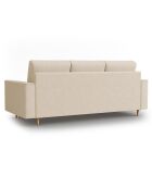 Canapé Convertible avec Coffre Cartadera Velours côtelé 3 Places beige - 222x100x92 cm