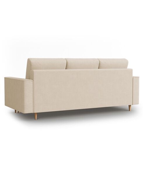 Canapé Convertible avec Coffre Cartadera Velours côtelé 3 Places beige - 222x100x92 cm
