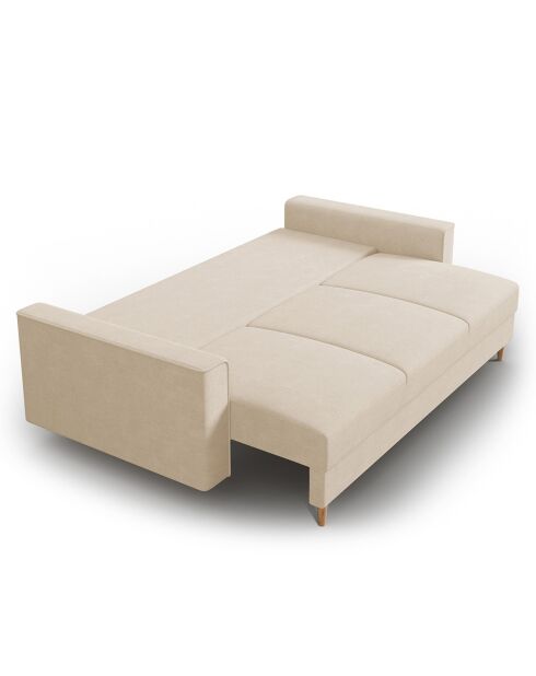 Canapé Convertible avec Coffre Cartadera Velours côtelé 3 Places beige - 222x100x92 cm