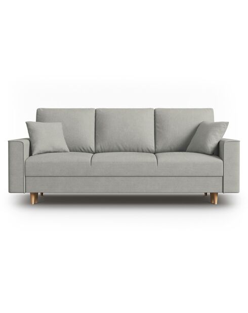 Canapé Convertible avec Coffre Cartadera Velours côtelé 3 Places gris clair - 222x100x92 cm