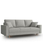 Canapé Convertible avec Coffre Cartadera Velours côtelé 3 Places gris clair - 222x100x92 cm