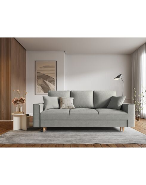 Canapé Convertible avec Coffre Cartadera Velours côtelé 3 Places gris clair - 222x100x92 cm