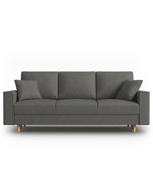 Canapé Convertible avec Coffre Cartadera Velours côtelé 3 Places gris - 222x100x92 cm