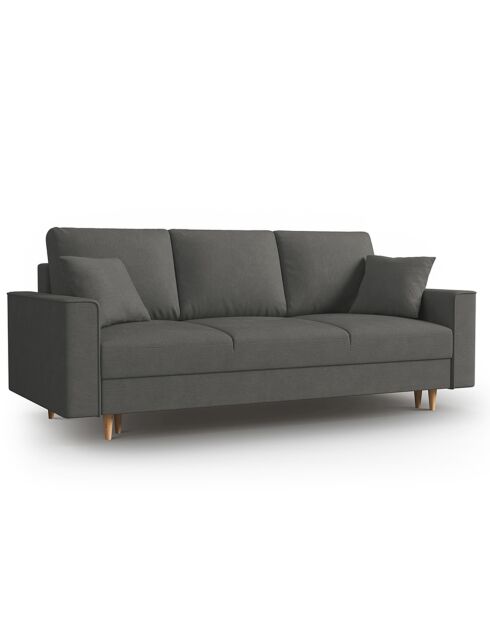 Canapé Convertible avec Coffre Cartadera Velours côtelé 3 Places gris - 222x100x92 cm