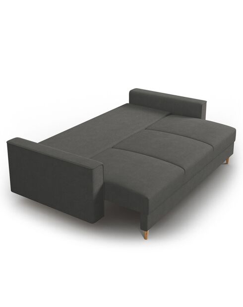 Canapé Convertible avec Coffre Cartadera Velours côtelé 3 Places gris - 222x100x92 cm