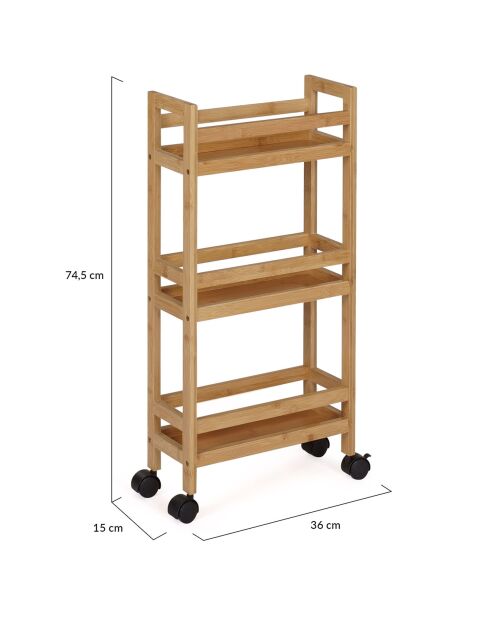 Desserte 3 Niveaux Bambou Maya bambou - 36x15x74.5 cm