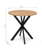 Table Repas Ronde Pieds Spider bois/noir - 80x80x75 cm