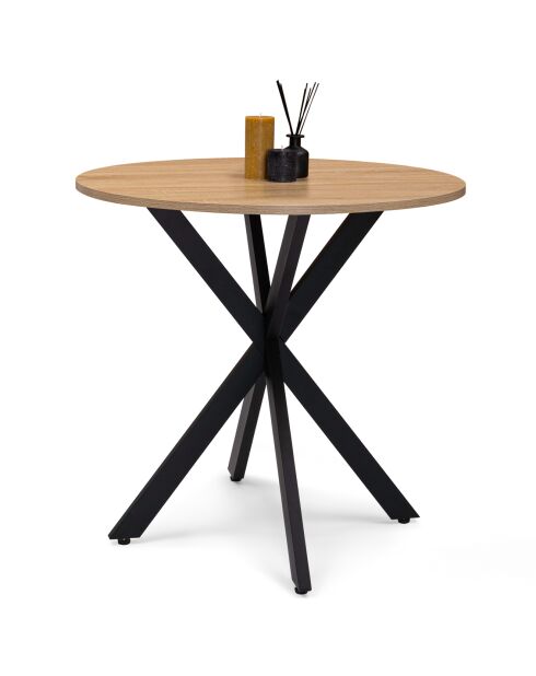 Table Repas Ronde Pieds Spider bois/noir - 80x80x75 cm