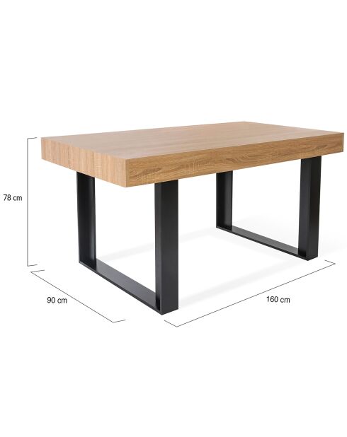 Table Repas Brixton bois/noir - 160x90x78 cm