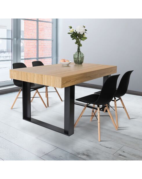 Table Repas Brixton bois/noir - 160x90x78 cm