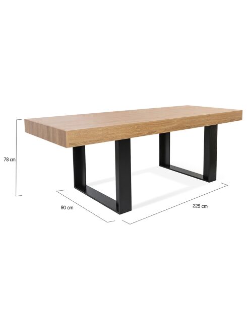 Table Repas Brixton bois/noir - 225x90x78 cm