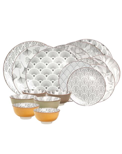 Sasebo Tafelset aus grauem Porzellan, 18-teilig