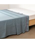 Drap plat 100% Percale de Coton Lilibert bleu/blanc