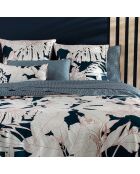 Parure housse de couette 100% Percale de Coton Lilibert bleu/blanc