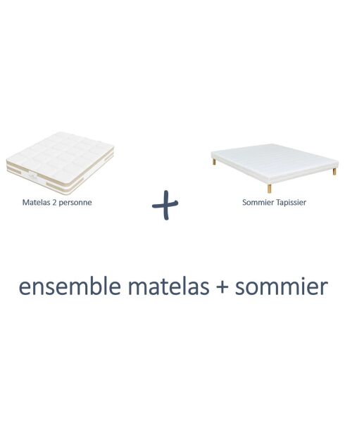 Amerigo matras + boxspringset wit - 140x190 cm