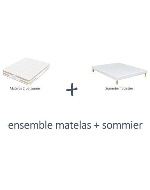 Amerigo matras + boxspringset wit - 140x200 cm