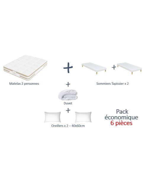Pack Prêt à dormir 2 Sommiers Amerigo blanc - 180x200 cm