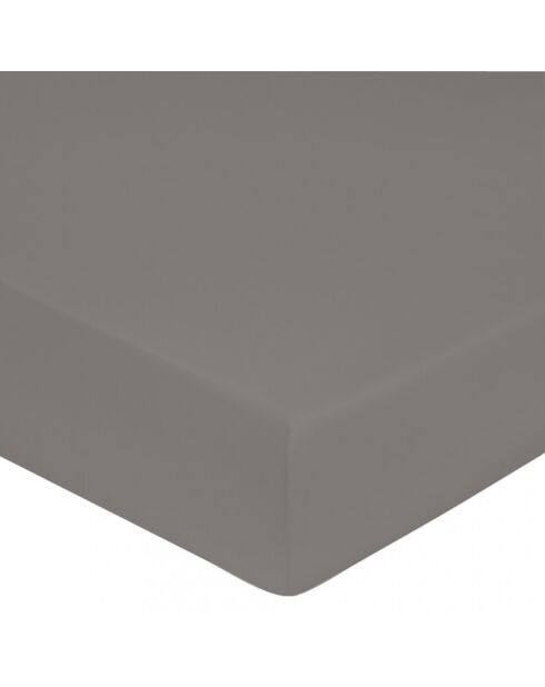 Drap housse 100% Satin de Coton gris