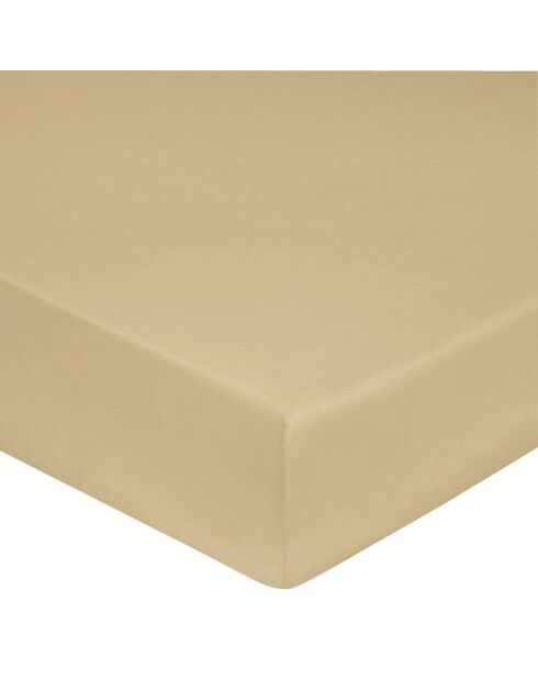 Drap housse 100% Satin de Coton beige