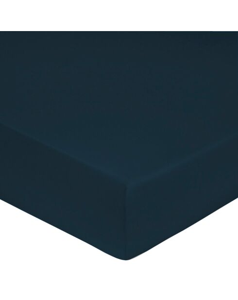 Drap housse 100% Satin de Coton bleu