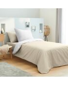 Parure housse de couette , drap housse & taies lin/blanc - pour lit 90x190 cm