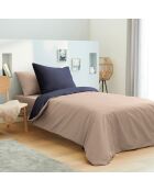 Parure housse de couette , drap housse & taies lin/marine - pour lit 90x190 cm