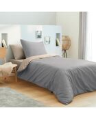 Parure housse de couette , drap housse & taies taupe/lin - pour lit 90x190 cm