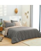 Parure housse de couette, drap housse & taies taupe/lin - pour lit 180x200 cm