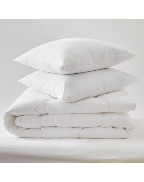 Pack couette très chaude + 2 oreillers Polycoton Confort blanc