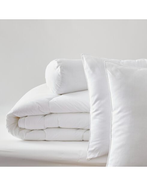 Pack couette très chaude + 2 oreillers + 1 polochon Polycoton Confort blanc