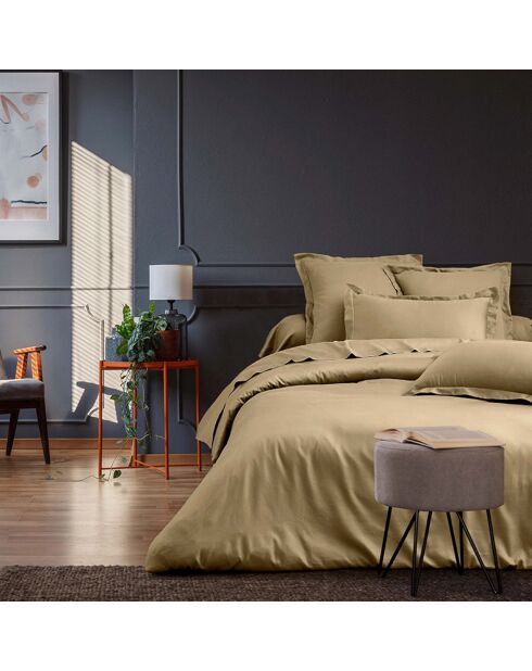 Parure housse de couette 100% Satin de Coton beige