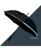 Parapluie long Golf - Ouverture manuelle - Large protection 102 cm - bordure refléchissante noir