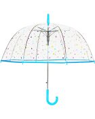Bell paraplu - Automatische opening - Blauwe handgreep - Transparant gekleurde stippen