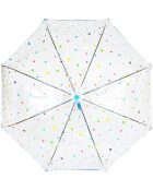 Bell paraplu - Automatische opening - Blauwe handgreep - Transparant gekleurde stippen