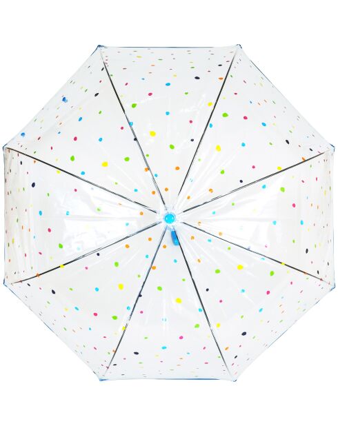 Bell paraplu - Automatische opening - Blauwe handgreep - Transparant gekleurde stippen