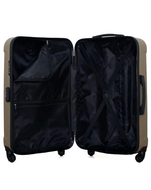 Elbe-A Mittelgroßer Reisekoffer mit 4 Einzelrädern, 60 cm, beige
