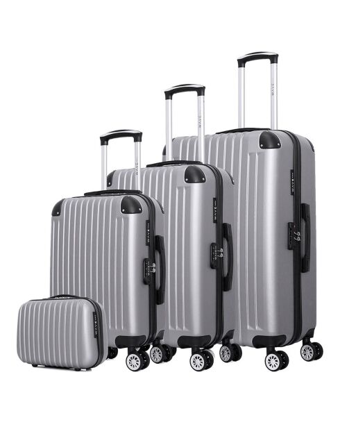 3 Valises & Vanity 4 roues simples Tage-C 30/55/65/75 cm grises