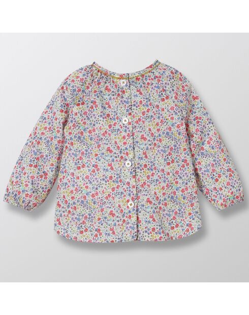 Blouse en Coton motif Liberty rose clair/bleu