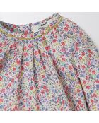 Blouse en Coton motif Liberty rose clair/bleu