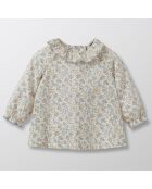 Blouse en Coton motif Liberty blanc/beige