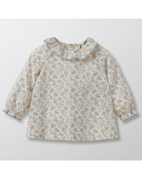 Blouse en Coton motif Liberty blanc/beige