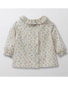 Blouse en Coton motif Liberty blanc/beige